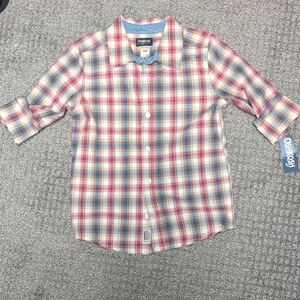 OshKosh B'gosh Boys Plaid Shirt - Red, Blue, White NWT Size 8